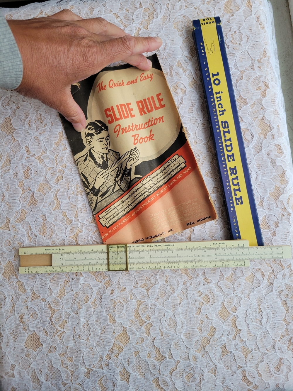 Vintage Wood Slide Rule With Instruction Book